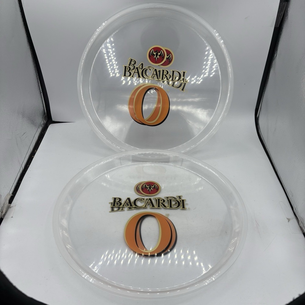 Bacardi Serving Drink Tray Platter Clear 13.75" Flexible Bat‎ O Set of 5